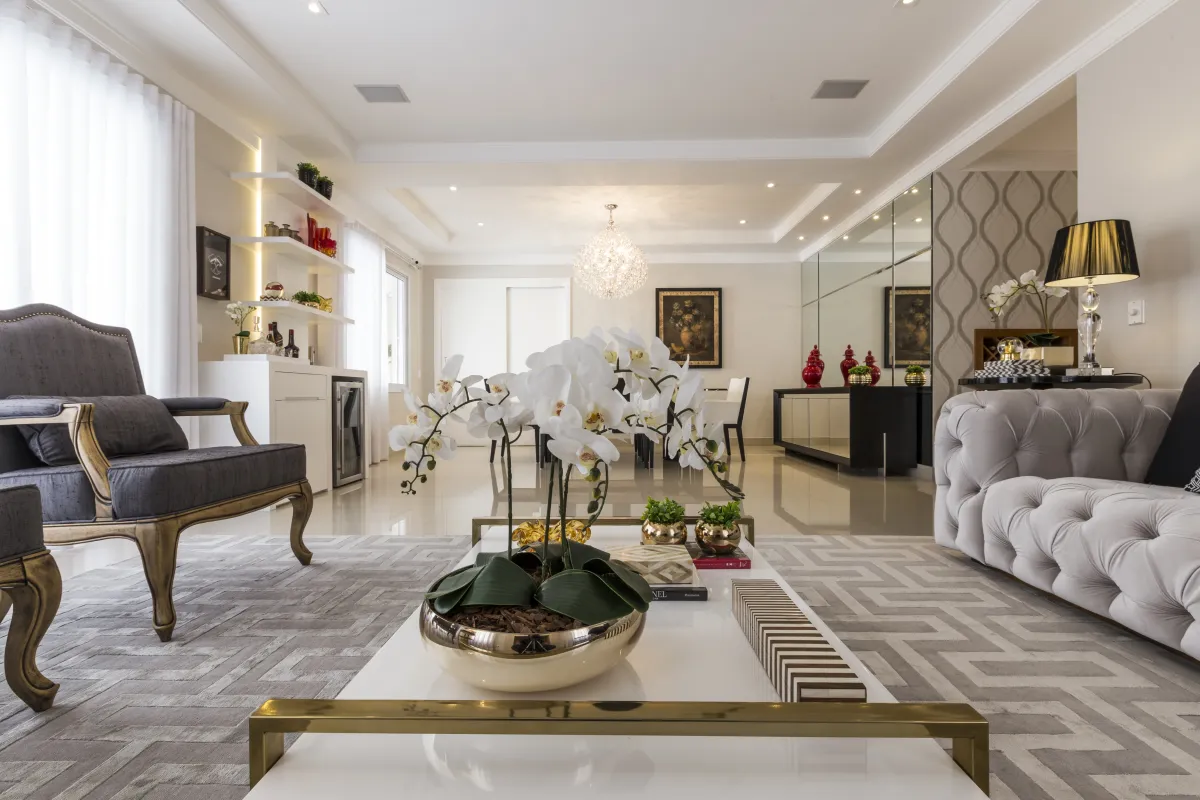 Sala de estar da Casa Alpha Conde II, projeto de interiores em Alphaville, Barueri - SP assinado pela Meira Martins (imagem 16 de 19)
